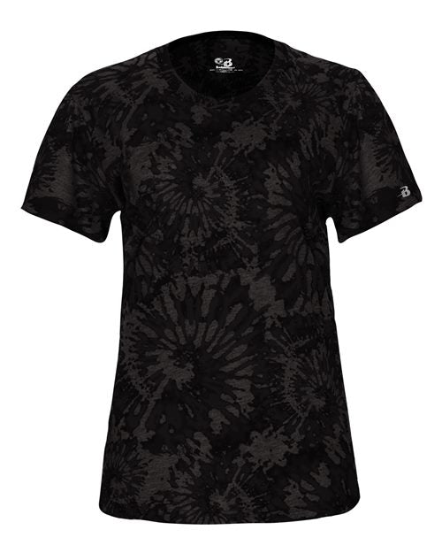 Badger Women's Tie-Dyed Tri-Blend T-Shirt - Black Tie-Dye Front