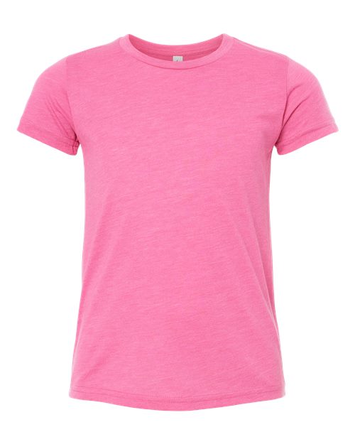 BELLA + CANVAS Youth Triblend Tee - Charity Pink Triblend Front