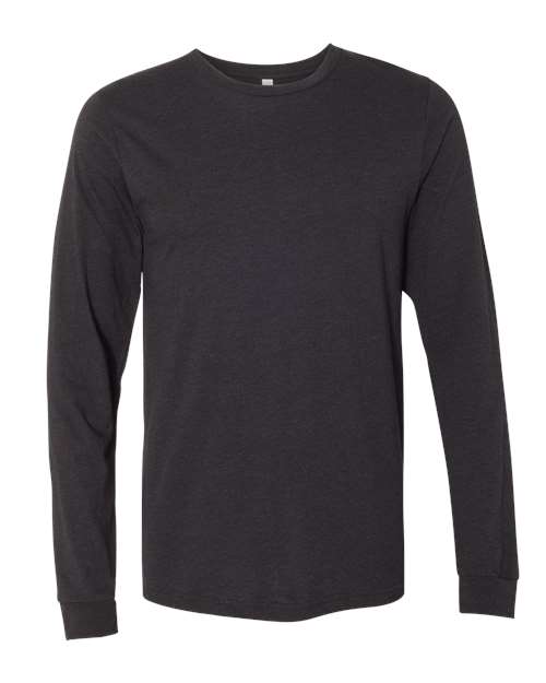 Heather CVC Long Sleeve Tee - Black Heather Front