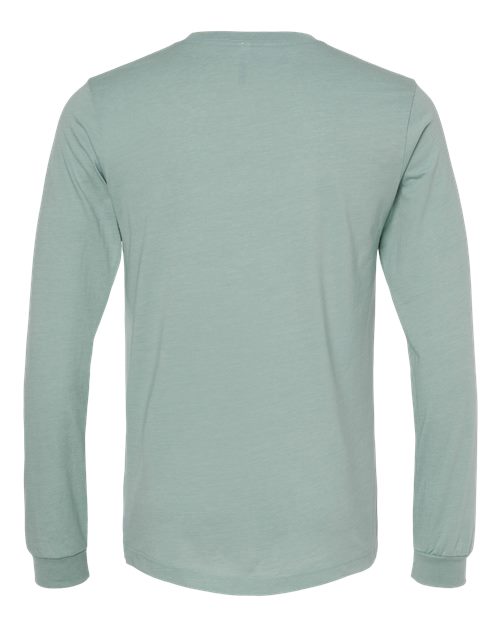 Heather CVC Long Sleeve Tee - Heather Dusty Blue Back