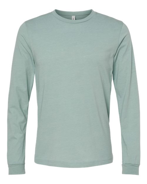 Heather CVC Long Sleeve Tee - Heather Dusty Blue Front