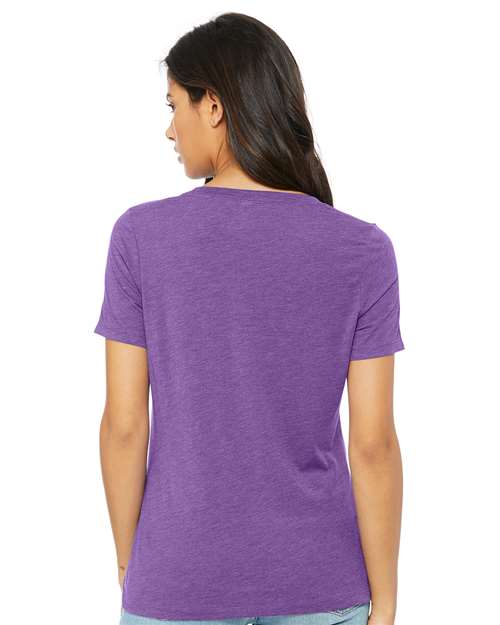 Women's Relaxed Triblend V-Neck Tee - Purple Triblend Back