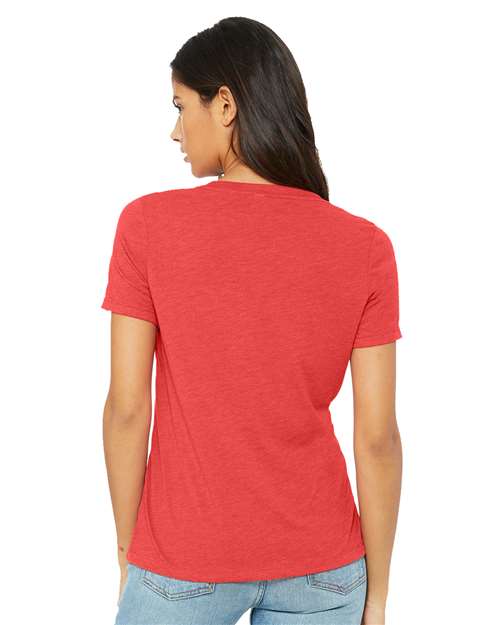 Women's Relaxed Triblend V-Neck Tee - Red Triblend Back
