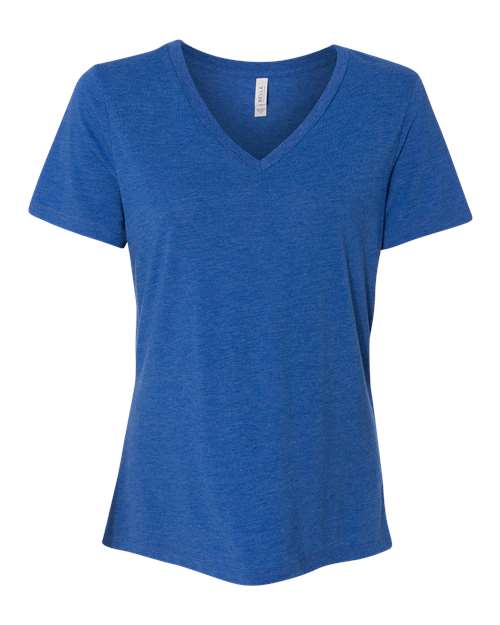 Women's Relaxed Triblend V-Neck Tee - True Royal Triblend Front