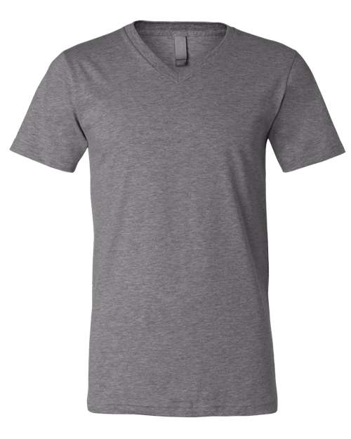 Unisex Heather CVC V-Neck Tee - Deep Heather Front