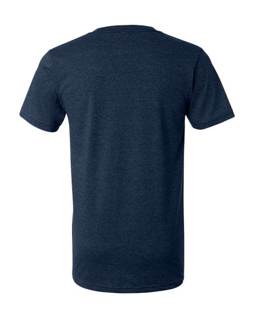 Unisex Heather CVC V-Neck Tee - Heather Navy Back
