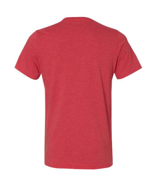 Unisex Heather CVC V-Neck Tee - Heather Red Back