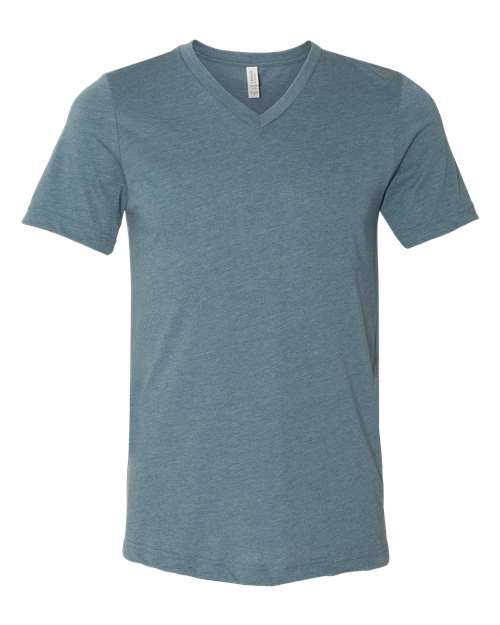 Unisex Heather CVC V-Neck Tee - Heather Slate Front