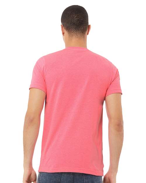 Unisex Heather CVC V-Neck Tee - Neon Pink Back
