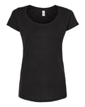 Tultex Women's Poly-Rich Scoop Neck T-Shirt - Black Front