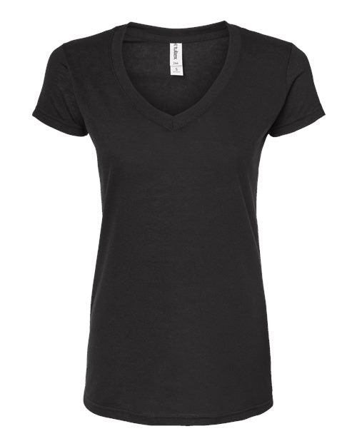 Tultex Women's Poly-Rich V-Neck T-Shirt - Black Front