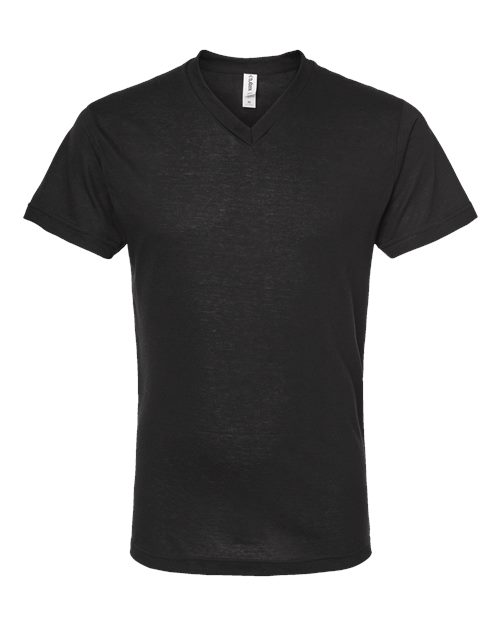 Tultex Men's Poly-Rich V-Neck T-Shirt - Black Front
