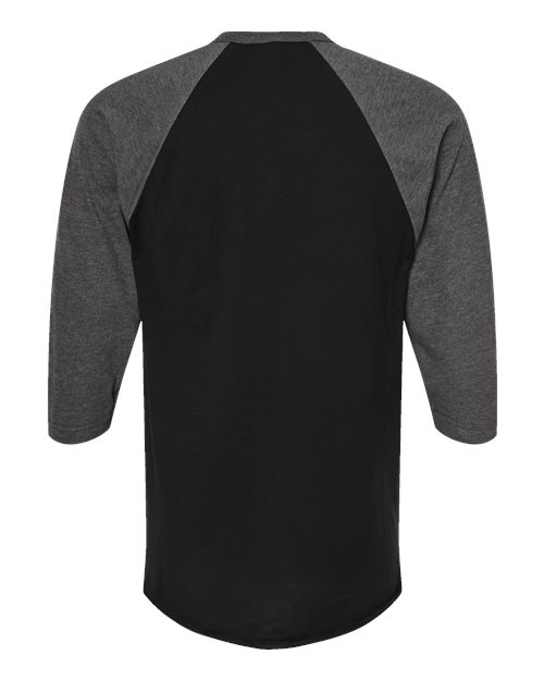 Unisex Fine Jersey Raglan T-Shirt - Black/ Heather Charcoal Back