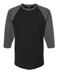 Unisex Fine Jersey Raglan T-Shirt - Black/ Heather Charcoal Front