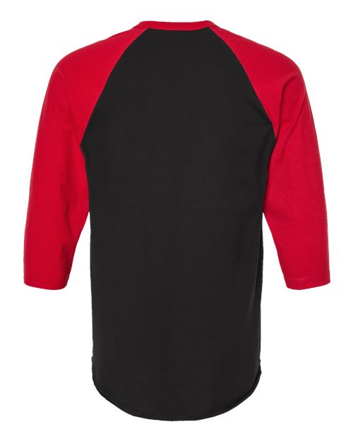 Unisex Fine Jersey Raglan T-Shirt - Black/ Red Back