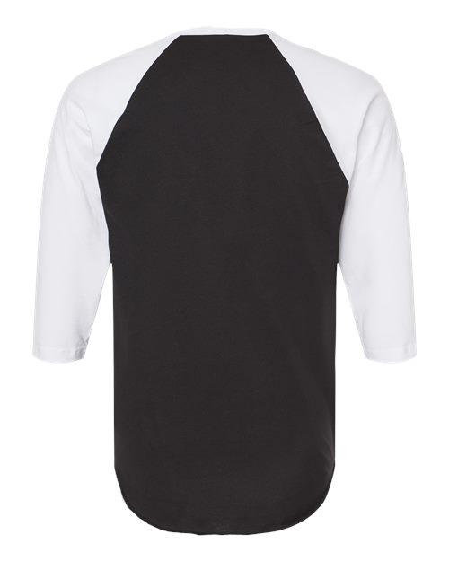Unisex Fine Jersey Raglan T-Shirt - Black/ White Back