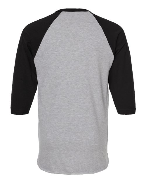 Unisex Fine Jersey Raglan T-Shirt - Heather Grey/ Black Back