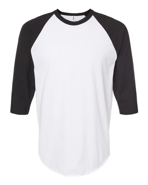 Unisex Fine Jersey Raglan T-Shirt - White/ Black Front