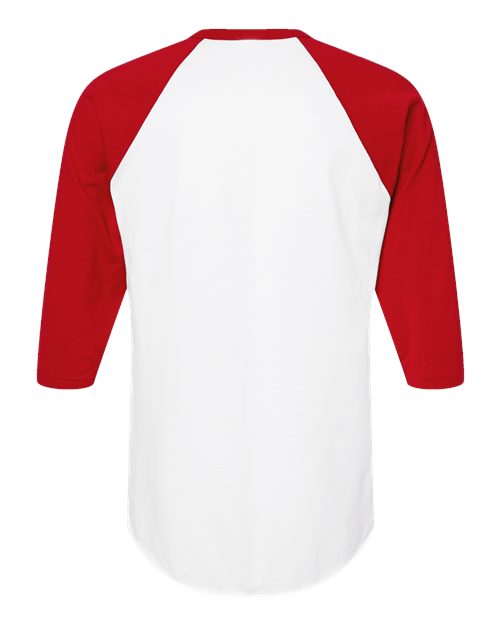 Unisex Fine Jersey Raglan T-Shirt - White/ Red Back