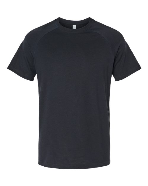 BELLA + CANVAS Men's Heather CVC Raglan Tee - Solid Black Blend Front