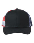 Kati Printed Mesh Trucker Cap - Black/ USA Flag Front