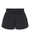Independent Trading Co. Women’s Lightweight California Wave Wash Fleece Shorts - Black Front