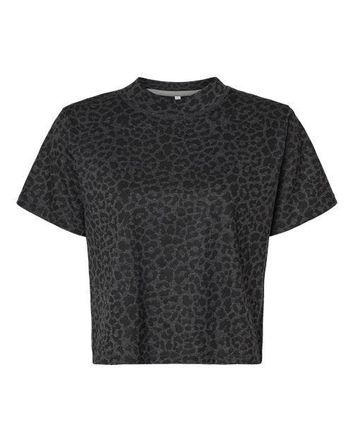 LAT Women's Boxy Tee - Black Leopard Front