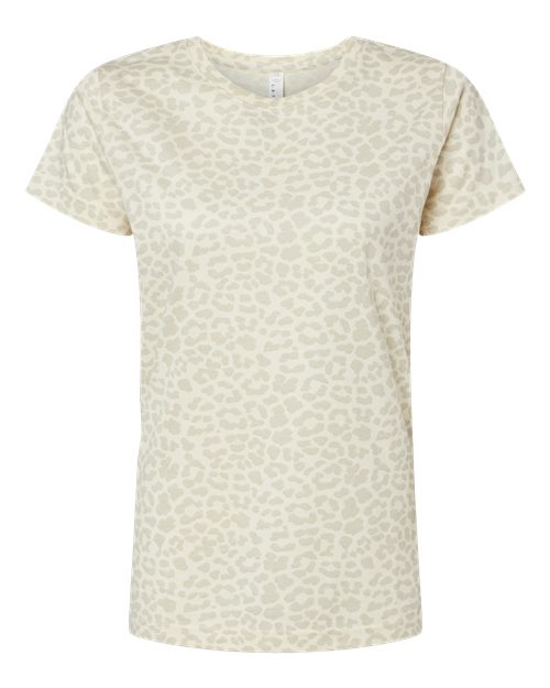 LAT Women's Fine Jersey Tee - Natural Leopard Front