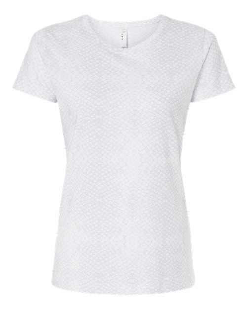 LAT Women's Fine Jersey Tee - White Reptile Front