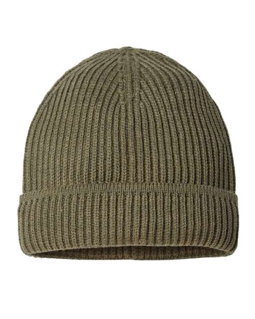 Atlantis Headwear Sustainable Finish Edge Cuffed Beanie - Olive Front