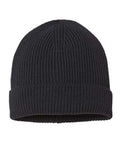 Sustainable Fine Rib Cuffed Beanie - Black Front
