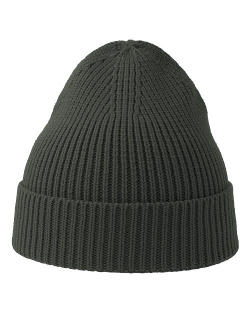 Sustainable Fine Rib Cuffed Beanie - Dark Grey Front