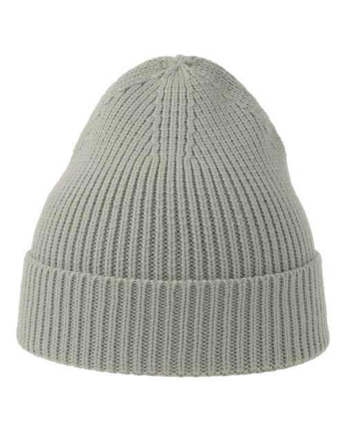 Sustainable Fine Rib Cuffed Beanie - Light Grey Front