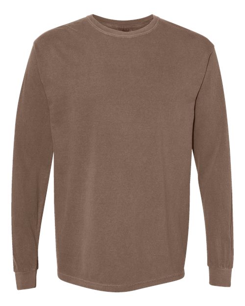 Unisex Garment-Dyed Heavyweight Long Sleeve T-Shirt - Espresso Front