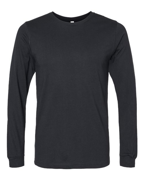 Heather CVC Long Sleeve Tee - Solid Black Blend Front