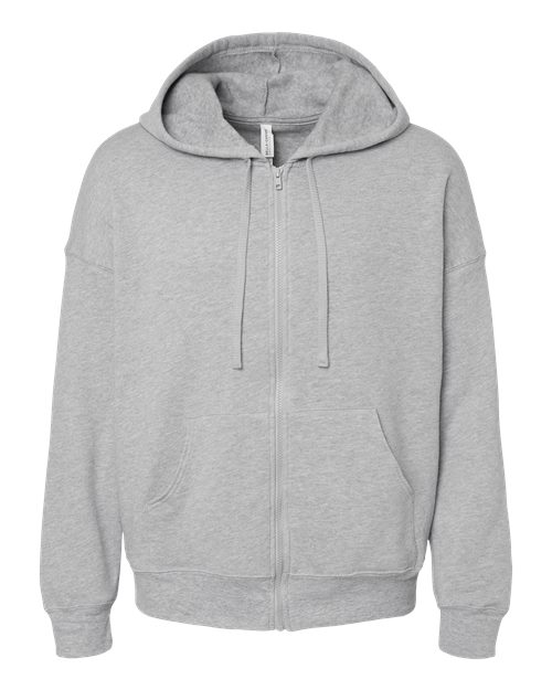 BELLA + CANVAS Unisex Sponge Fleece DTM Full-Zip Hoodie Sweatshirt - Athletic Heather Front