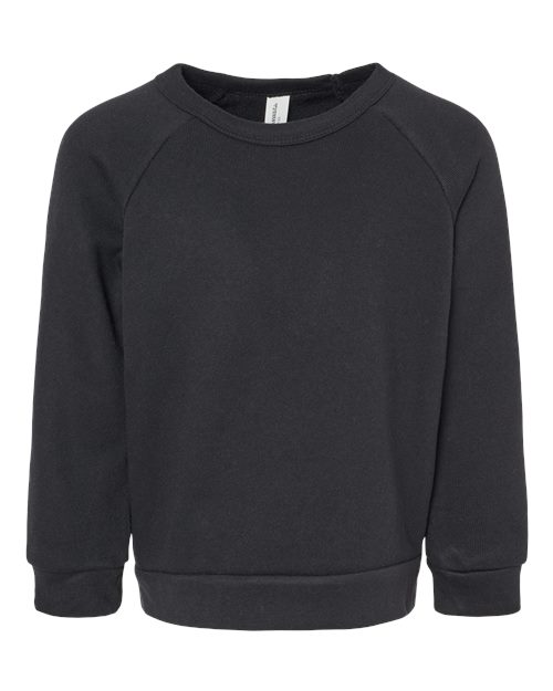 BELLA + CANVAS Toddler Sponge Fleece Raglan Crewneck Sweatshirt - Black Front