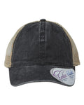 Women's Washed Mesh-Back Cap - Black/ Leopard Front