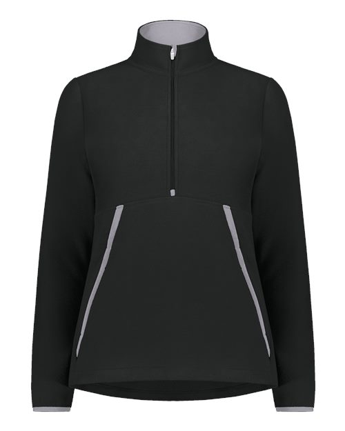 Augusta Sportswear Women's Eco Revive™ Polar Fleece Quarter-Zip Pullover - Black Front