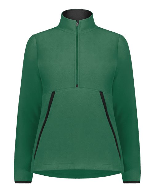 Augusta Sportswear Women's Eco Revive™ Polar Fleece Quarter-Zip Pullover - Dark Green Front