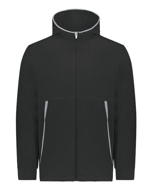 Augusta Sportswear Unisex Eco Revive™ Polar Fleece Hooded Full-Zip Jacket - Black Front