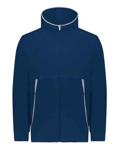 Augusta Sportswear Unisex Eco Revive™ Polar Fleece Hooded Full-Zip Jacket - Navy Front