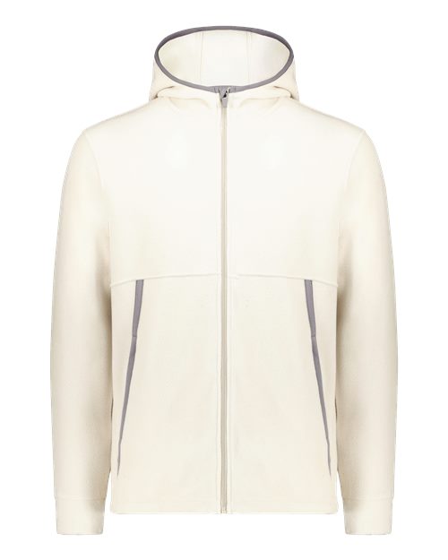 Augusta Sportswear Unisex Eco Revive™ Polar Fleece Hooded Full-Zip Jacket - Oyster Front
