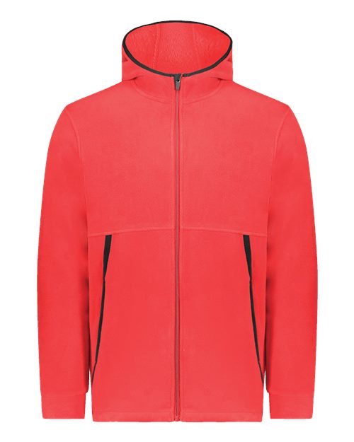 Augusta Sportswear Unisex Eco Revive™ Polar Fleece Hooded Full-Zip Jacket - Scarlet Front