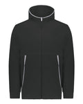 Augusta Sportswear Youth Eco Revive™ Polar Fleece Hooded Full-Zip Jacket - Black Front