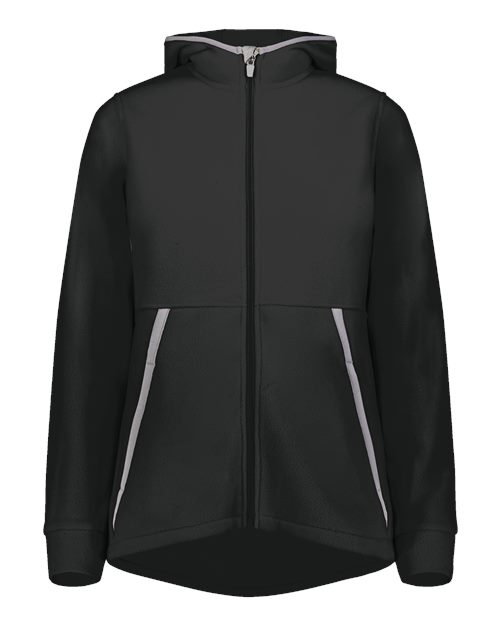 Augusta Sportswear Women's Eco Revive™ Polar Fleece Hooded Full-Zip Jacket - Black Front