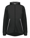 Augusta Sportswear Women's Eco Revive™ Polar Fleece Hooded Full-Zip Jacket - Black Front