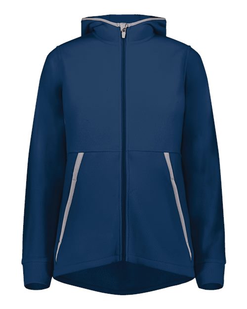 Augusta Sportswear Women's Eco Revive™ Polar Fleece Hooded Full-Zip Jacket - Navy Front