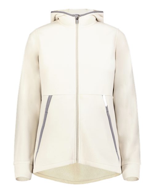 Augusta Sportswear Women's Eco Revive™ Polar Fleece Hooded Full-Zip Jacket - Oyster Front