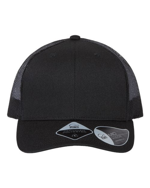 Atlantis Headwear Sustainable Trucker Cap - Black/ Black Front